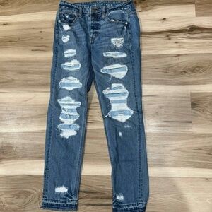 American Eagle Outfitters Ripped Blue Straight Jeans